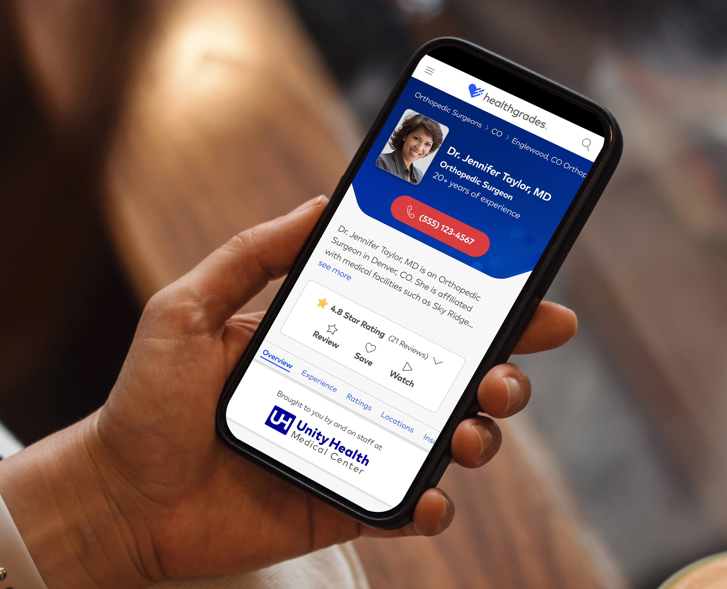 Healthgrades Provider Profile on mobile