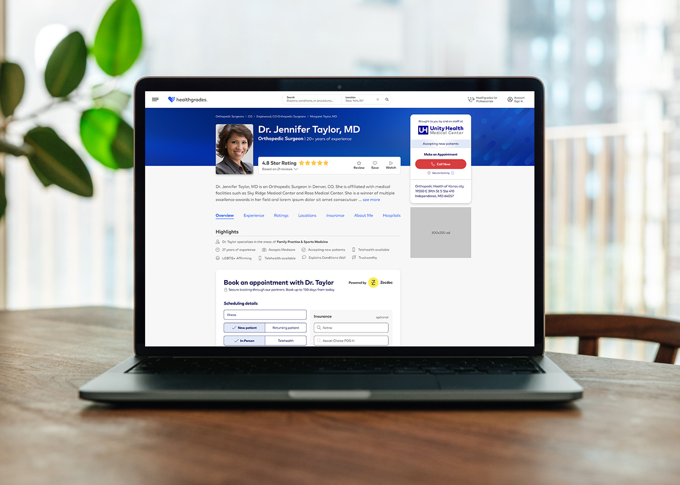 Healthgrades Provider Profile on desktop