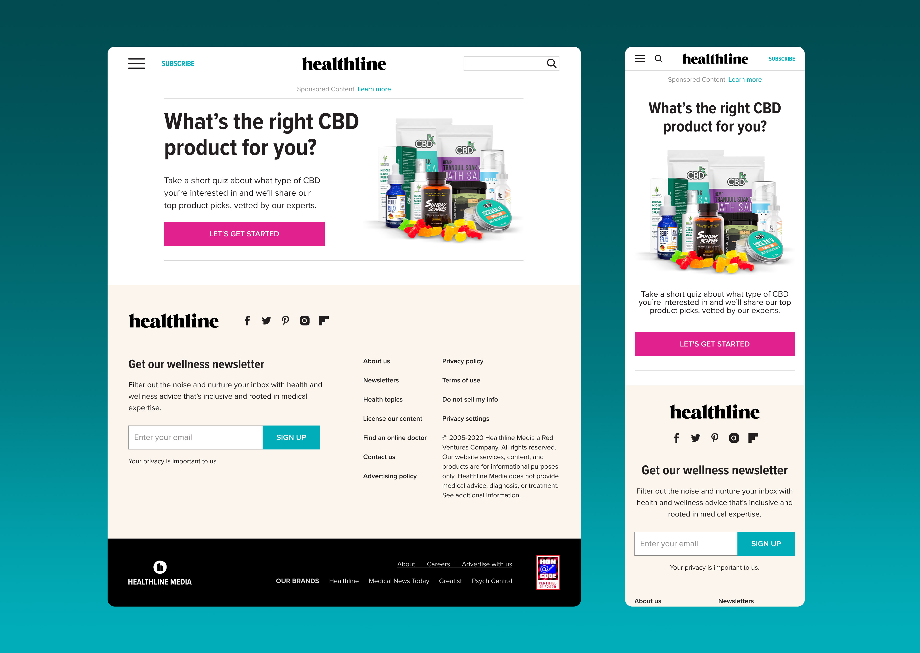 Healthline CBD product quiz
