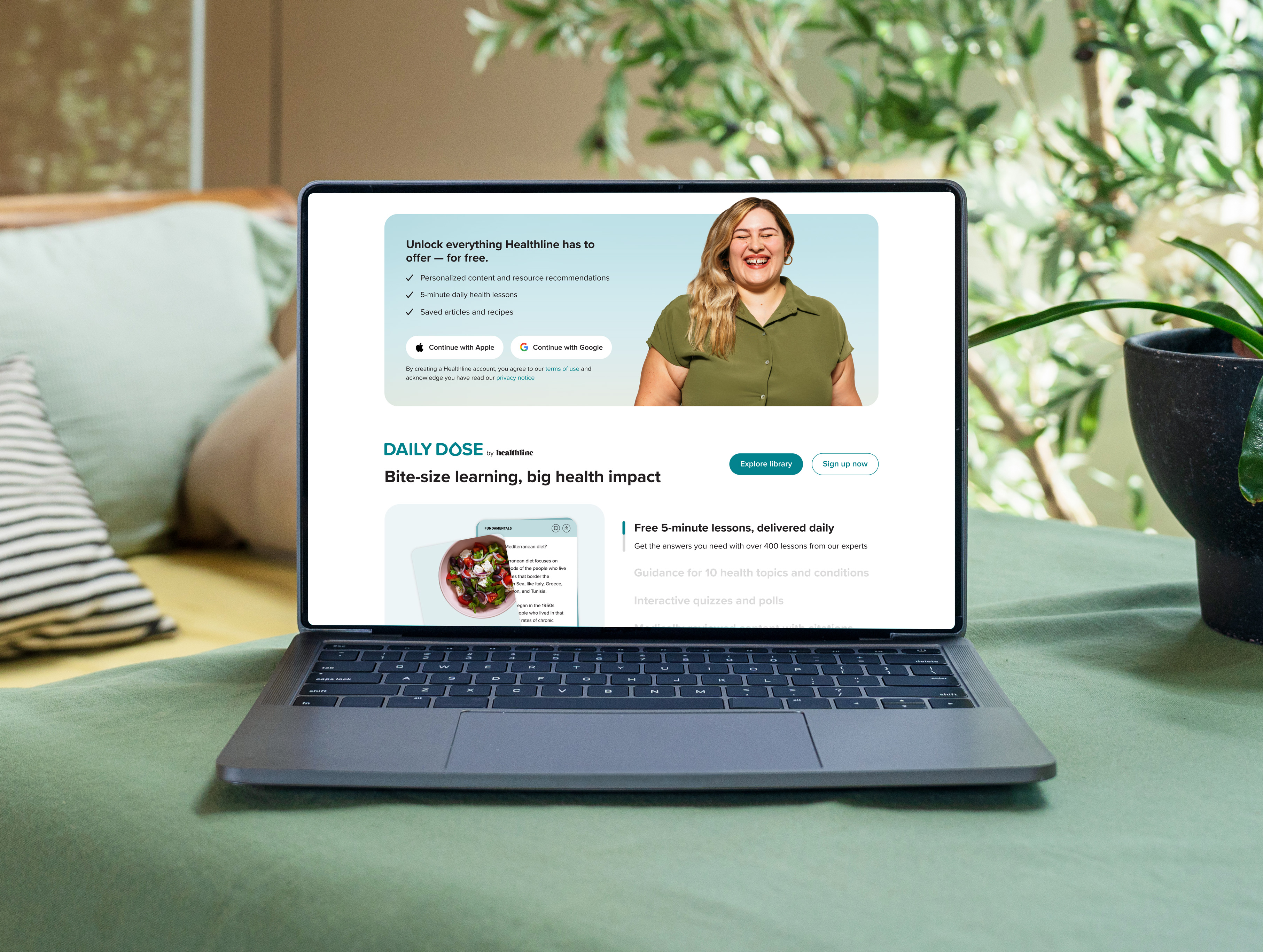 Healthline homepage on laptop