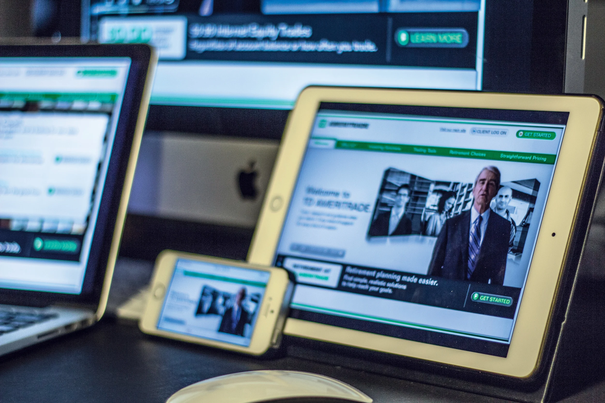 TD Ameritrade site — Retirement planning close-up across devices