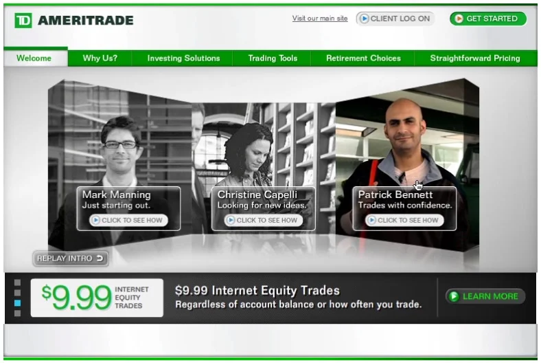 TD Ameritrade investor persona selector — Mark, Christine, Patrick