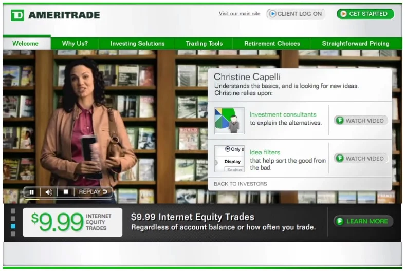 TD Ameritrade Christine Capelli persona video with investment consultant CTAs