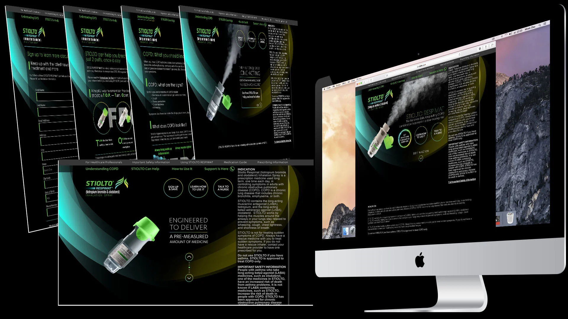 Stiolto Respimat website pages and desktop mockup