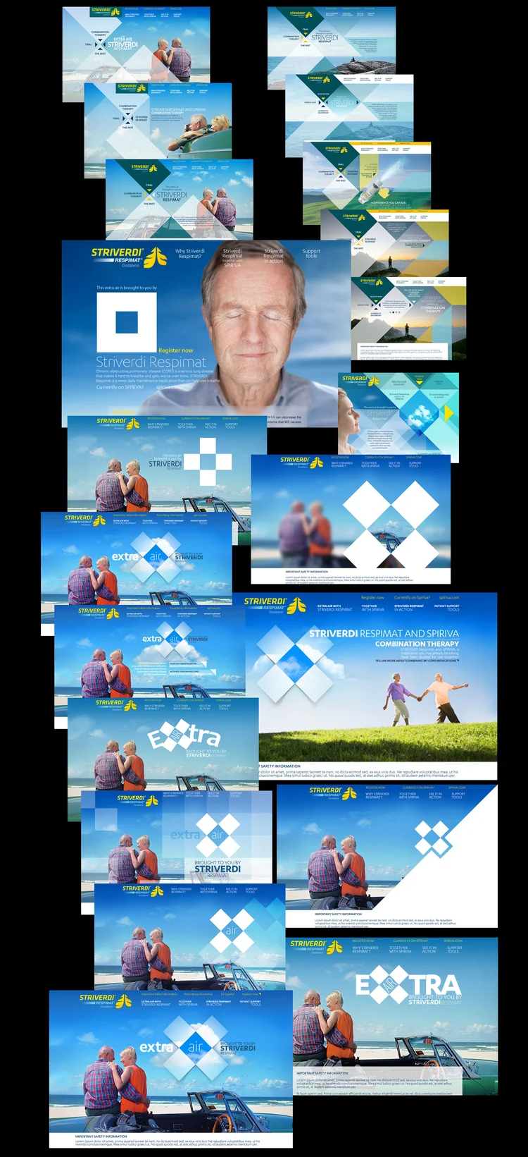 Striverdi display ad variations, including Spiriva combination therapy executions
