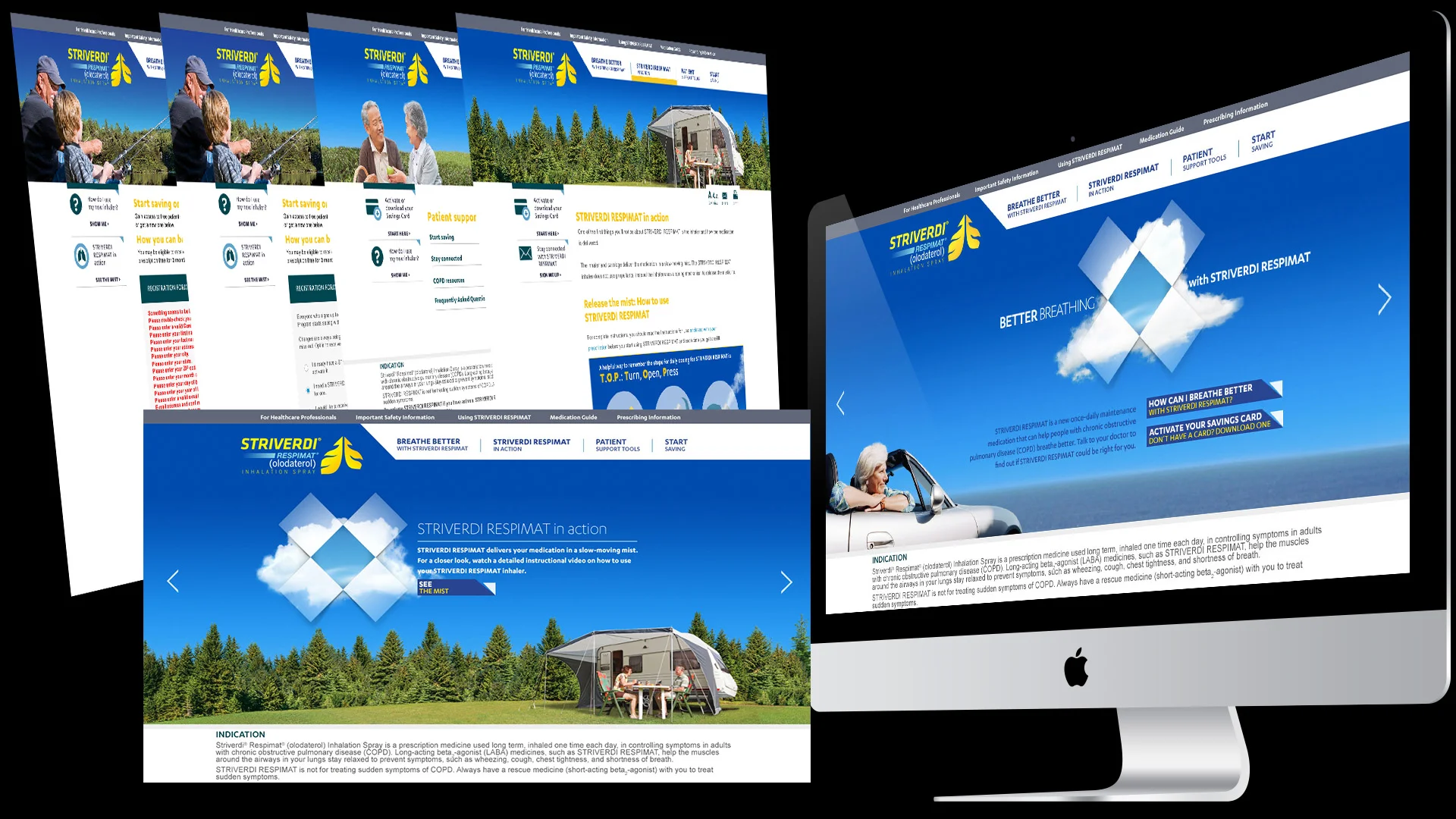 Striverdi homepage design iterations and final desktop site