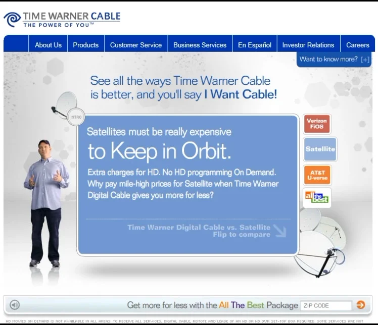 Time Warner Cable comparison tool — Satellite detail