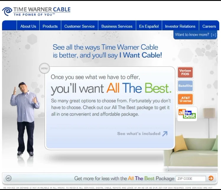 Time Warner Cable comparison tool — All the Best package detail